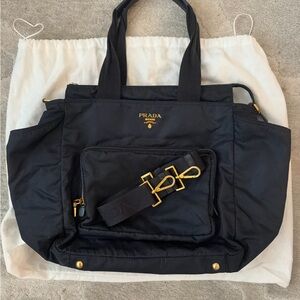 Prada Nylon Diaper Bag Large Tote Navy